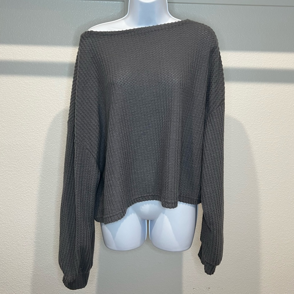 NEW! Grey Waffle Print Shein Sweater